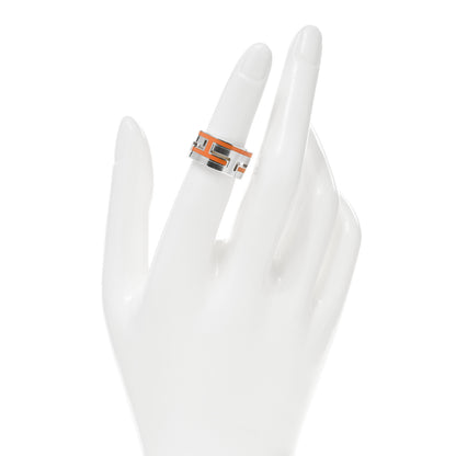 Hermes Sterling Silver Enamel Arcane Move H Ring 50 5.25 Orange 2 of 4