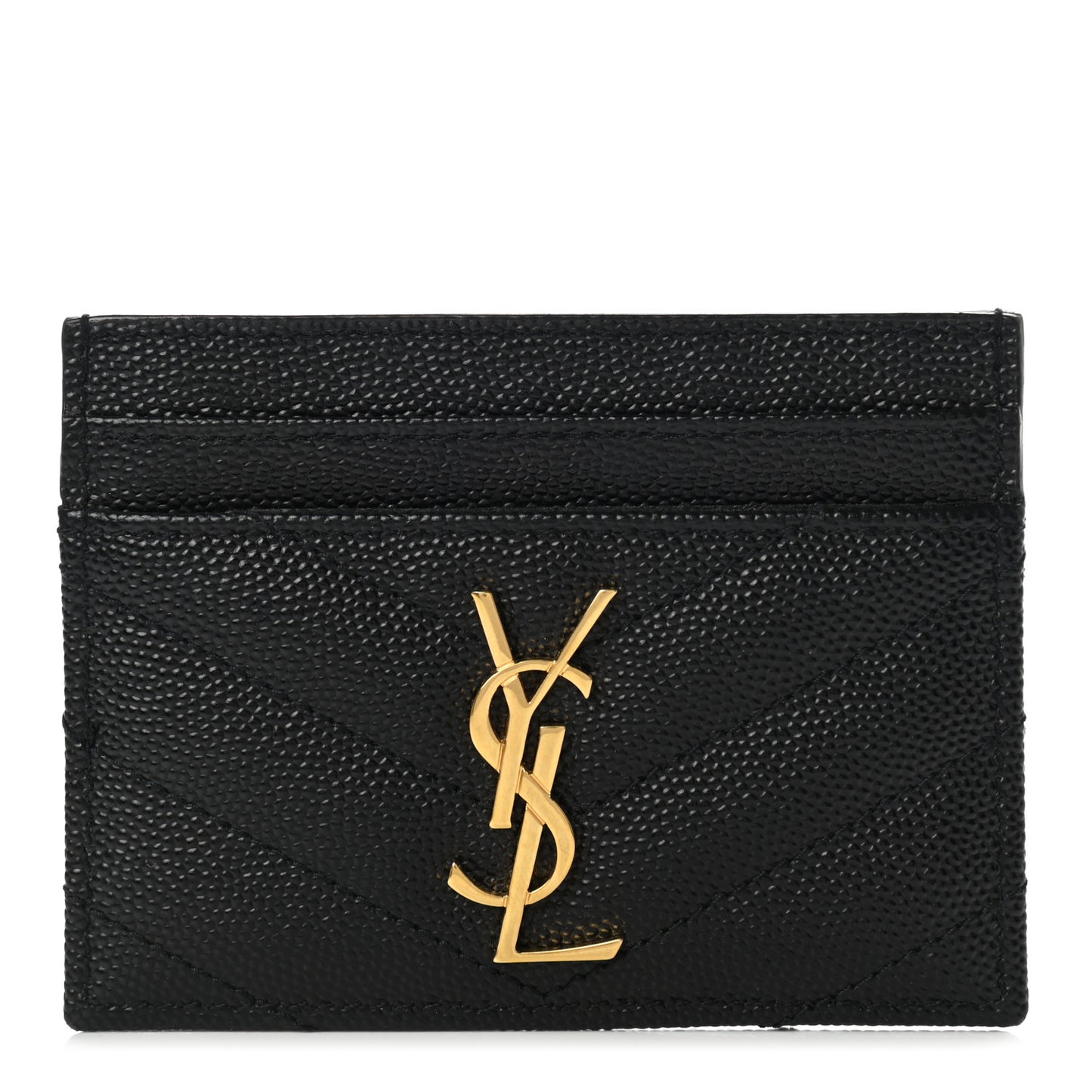Grain De Poudre Matelasse Chevron Monogram Credit Card Case Black