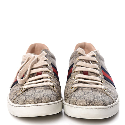Gucci GG Supreme Monogram Womens Ace Low-Top Sneaker 42 Beige 2 of 16