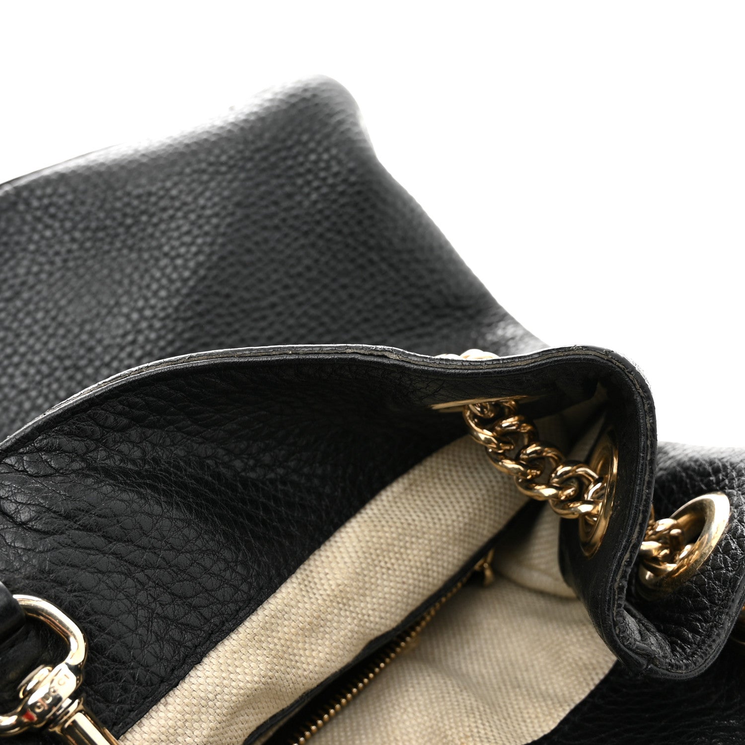 Gucci Pebbled Calfskin Medium Soho Chain Shoulder Bag Black 12 of 13