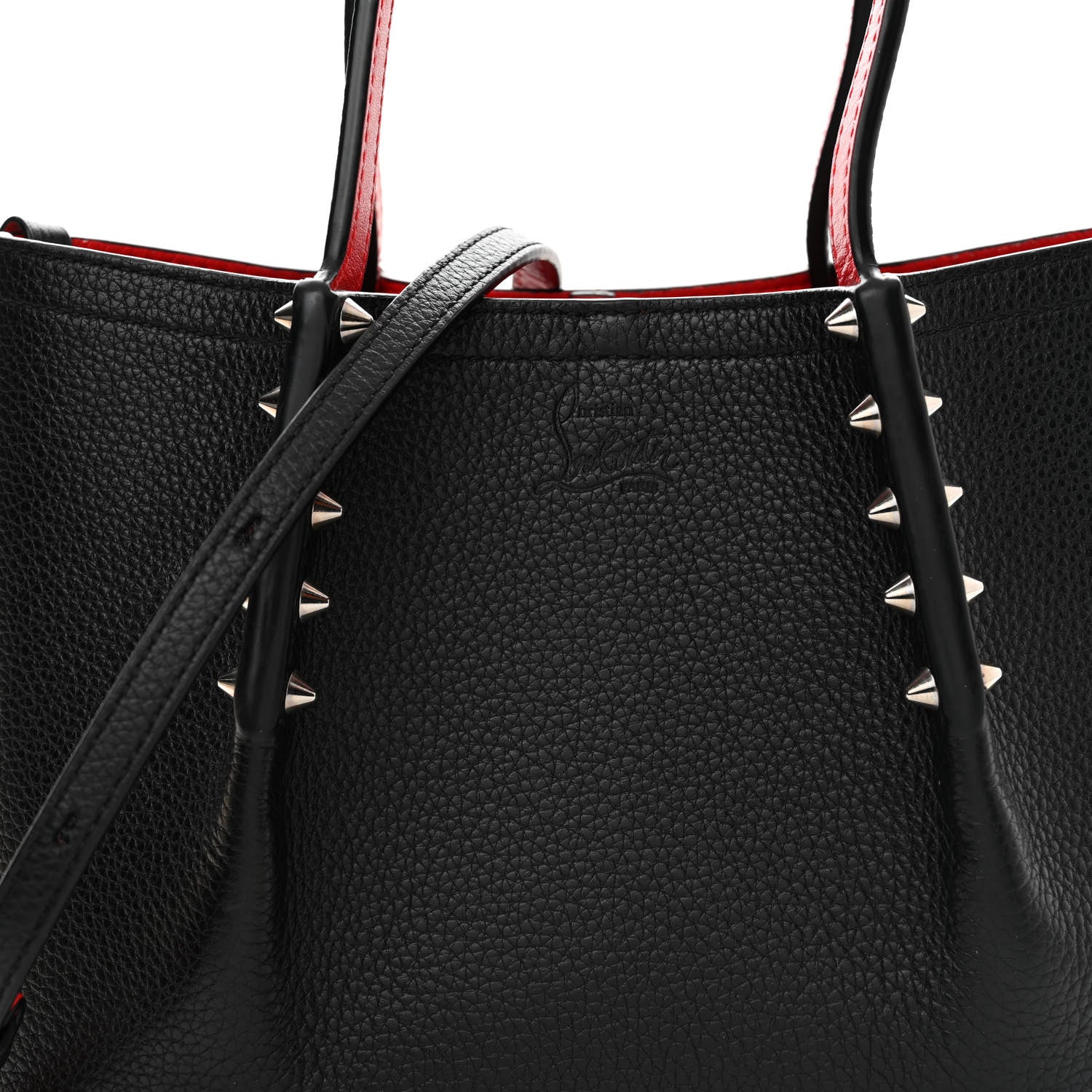 Christian Louboutin Calfskin Spiked Mini Cabarock Shopper Tote Black 10 of 14