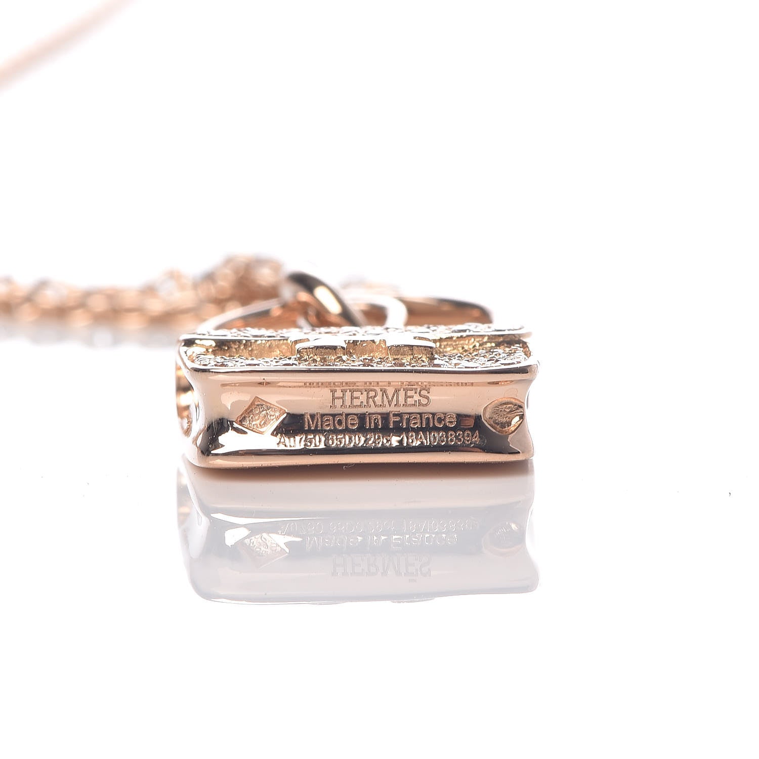 Hermes 18K Rose Gold Diamond Constance Amulette Pendant Necklace 5 of 5
