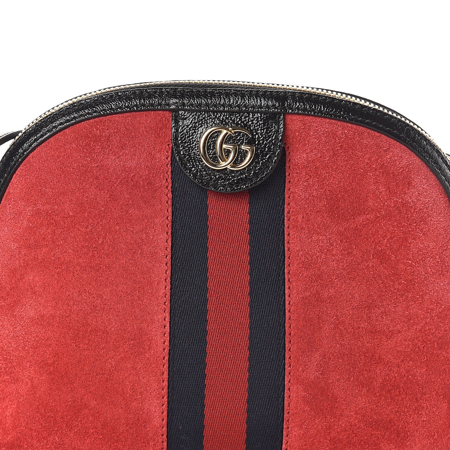 Suede Patent Web GG Small Ophidia Dome Shoulder Bag Hibiscus Red