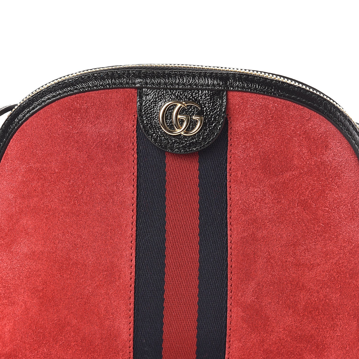 Gucci Suede Patent Web GG Small Ophidia Dome Shoulder Bag Hibiscus Red 6 of 8