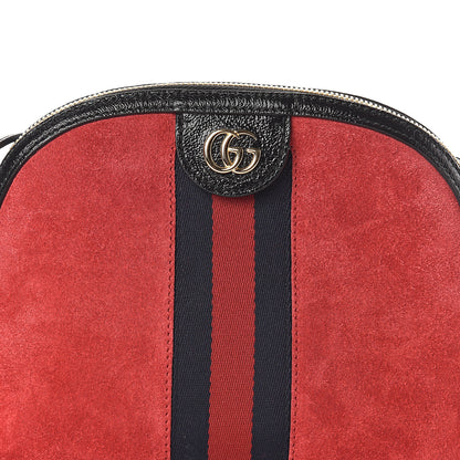 Gucci Suede Patent Web GG Small Ophidia Dome Shoulder Bag Hibiscus Red 6 of 8