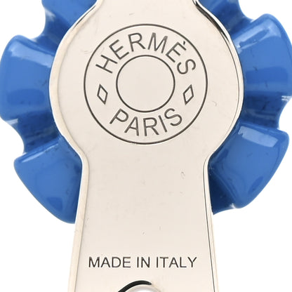 Hermes Palladium Charms Flot Twilly Ring Blue 3 of 4