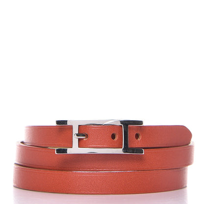 Hermes Tadelakt Hapi 3MM Triple Tour Wrap Bracelet M Sanguine 1 of 9