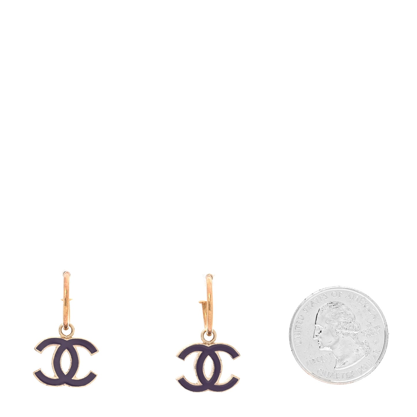 Enamel CC Drop Earrings Gold Purple