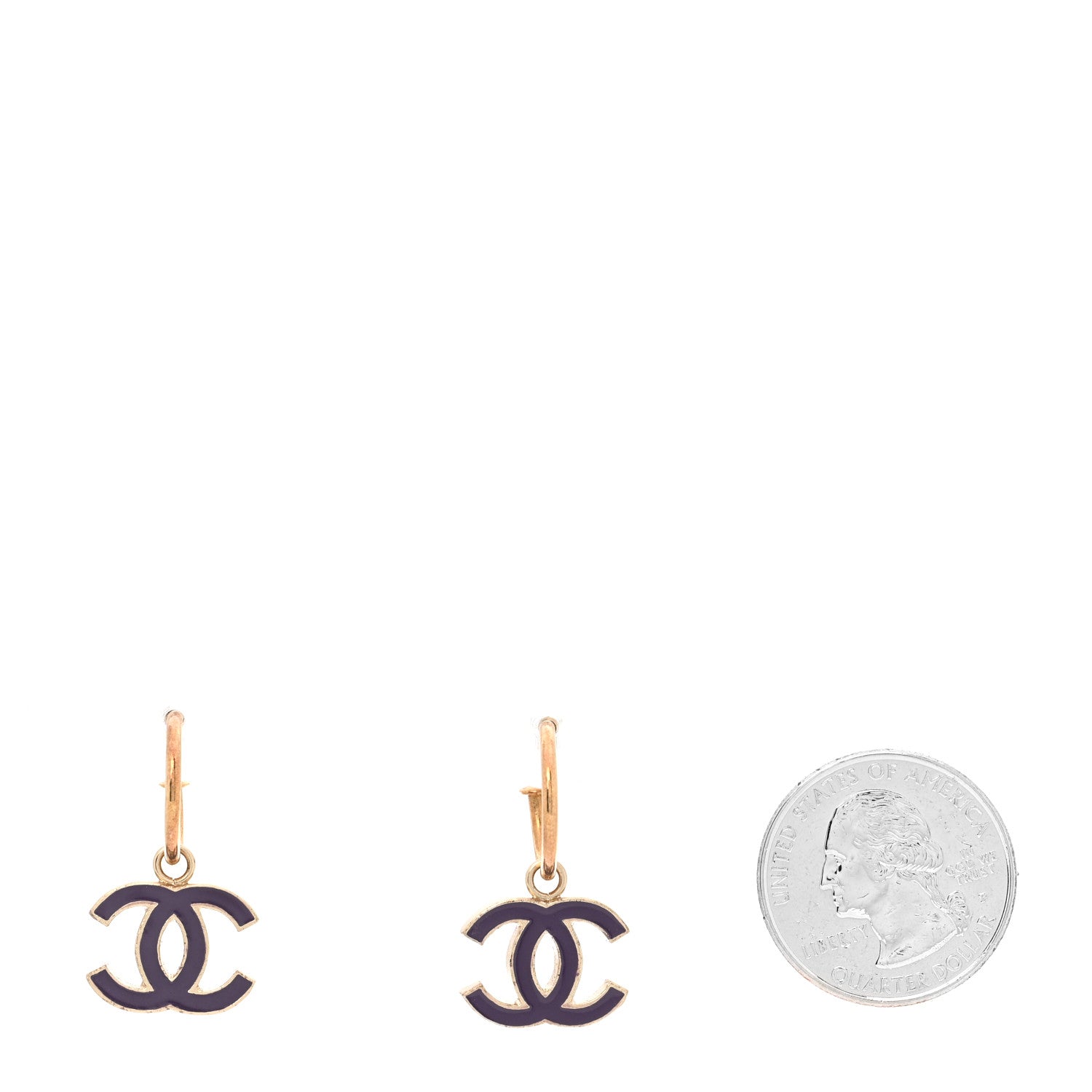 Chanel Enamel CC Drop Earrings Gold Purple 2 of 6