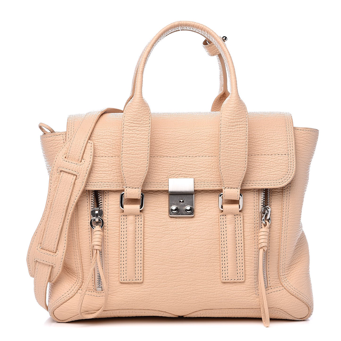 3.1 Textured Calfskin Medium Pashli Satchel Peach