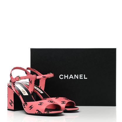 Chanel Lambskin Printed CC Sandals 38.5 Pink Black 9 of 9