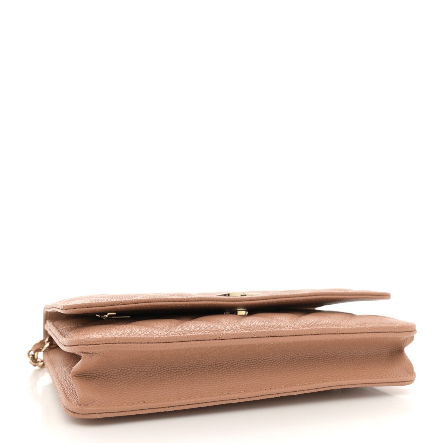 Chanel Caviar Quilted Crystal CC Wallet On Chain WOC Beige 4 of 12