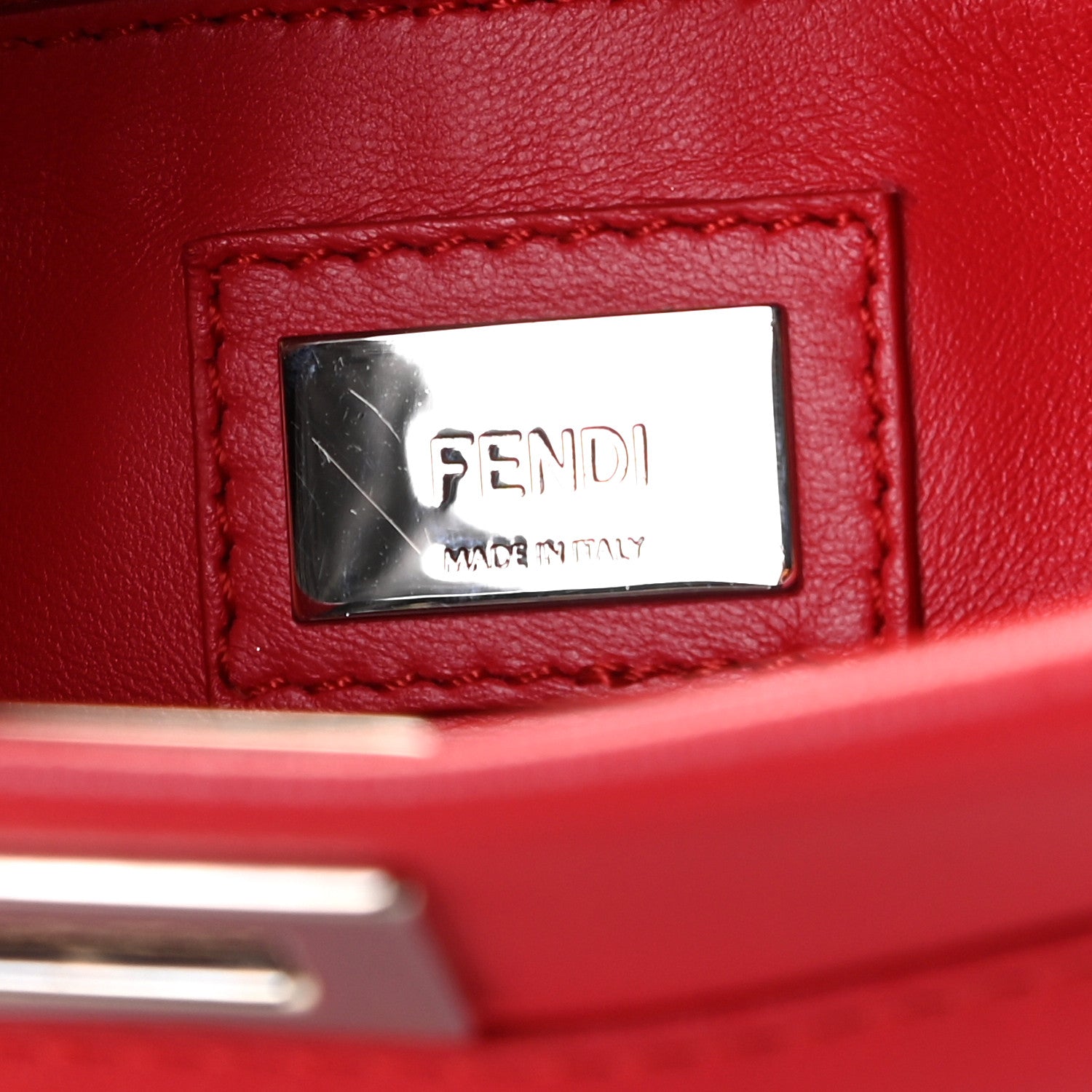 Fendi Nappa Mini Peekaboo Iconic Satchel Fiamma 6 of 9