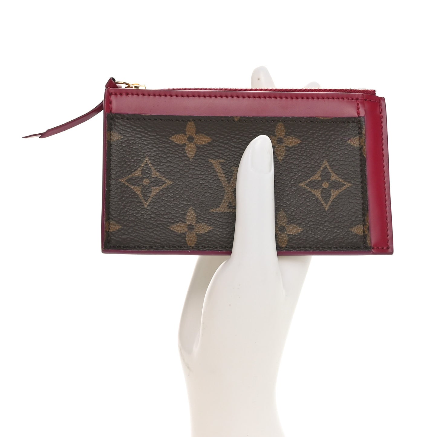 Monogram Zipped Card Holder Fuchsia