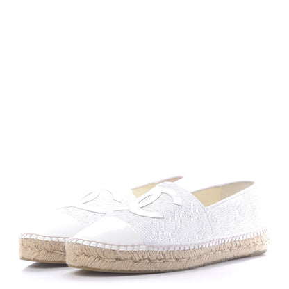 Chanel Patent Sequin CC Espadrilles 42 White 3 of 12