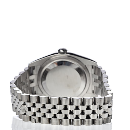Rolex Stainless Steel 18K White Gold Diamond 36mm Oyster Perpetual Datejust Watch Rhodium Waves 116244 4 of 8