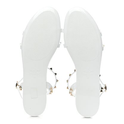 Valentino Garavani PVC Jelly Rockstud Caged Flat T-Strap Sandals 41 Optic White 5 of 9