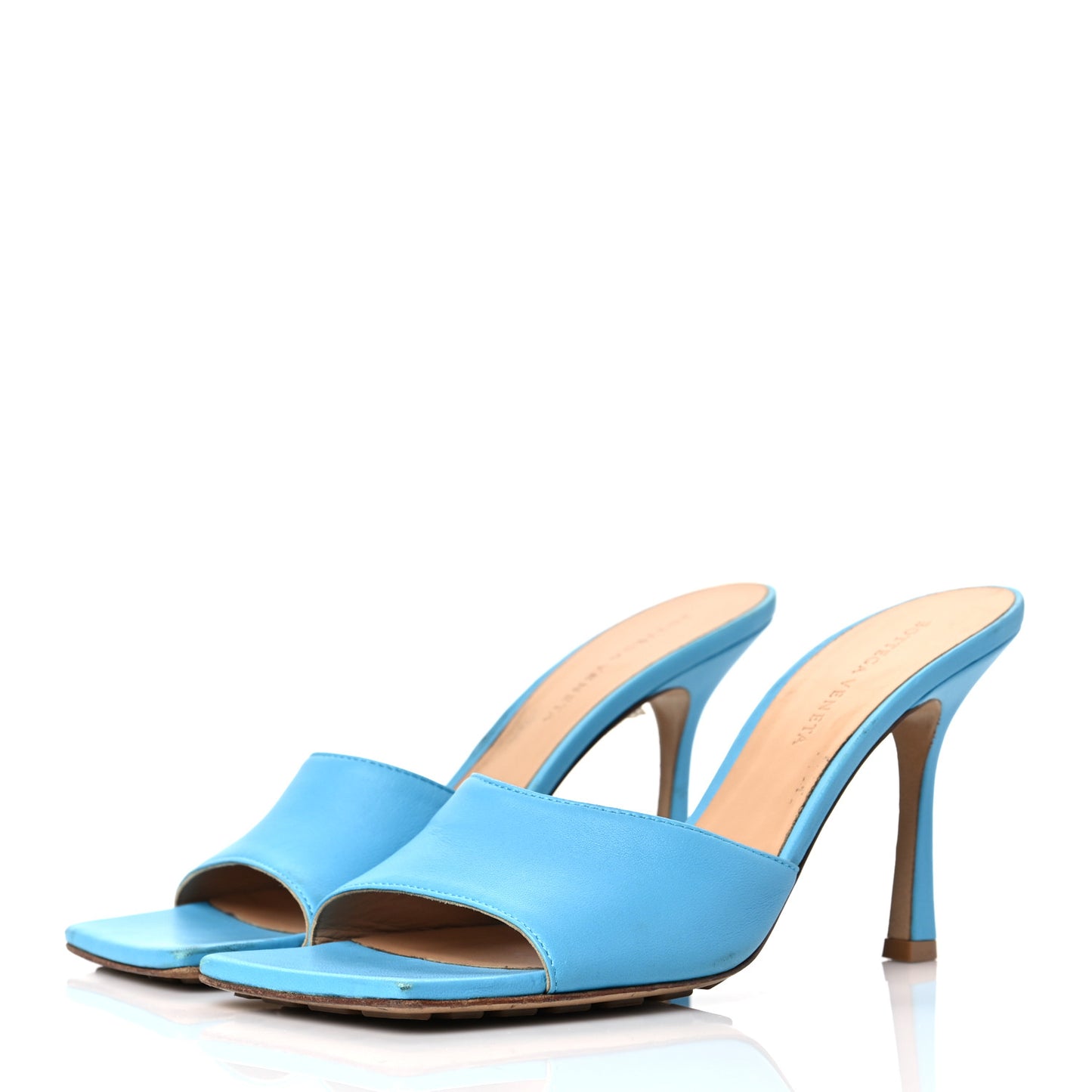 Lambskin Stretch Mule Sandals 39 Sky Blue