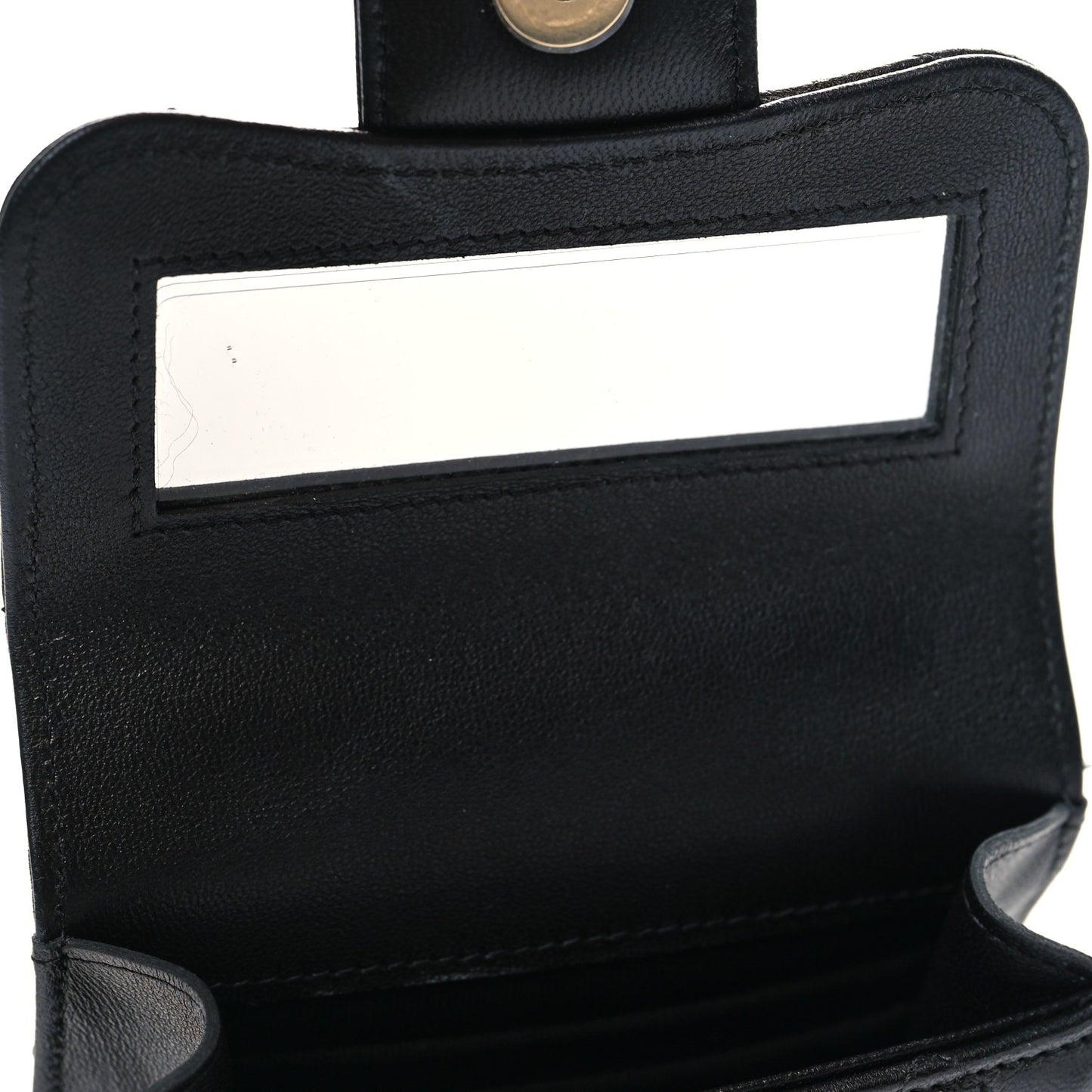 Lambskin Quilted Top Handle Flap Clutch With Chain Black