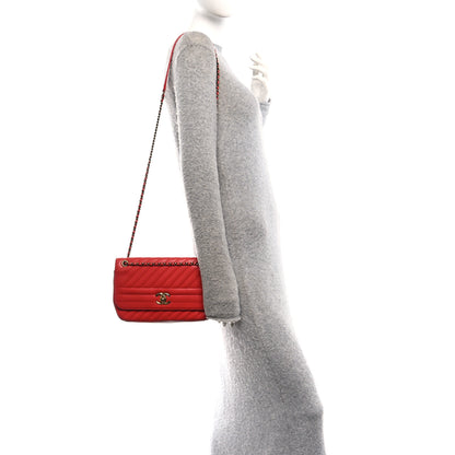 Chanel Shiny Goatskin Diagonal Quilted Medium Flap Red 2 of 11