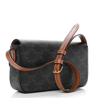 Celine Canvas Calfskin Triomphe Shoulder Bag Tan 3 of 9