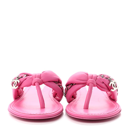 Chanel Lambskin Chain Thong Sandals 35.5 Fuchsia 2 of 9