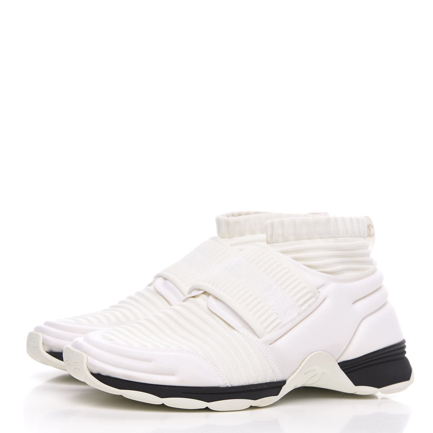 Chanel Stretch Fabric CC Sneakers 36.5 White 3 of 11