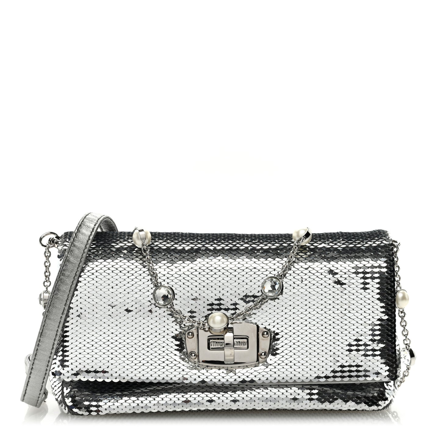 Paillettes Crystal Sequin Flap Argento