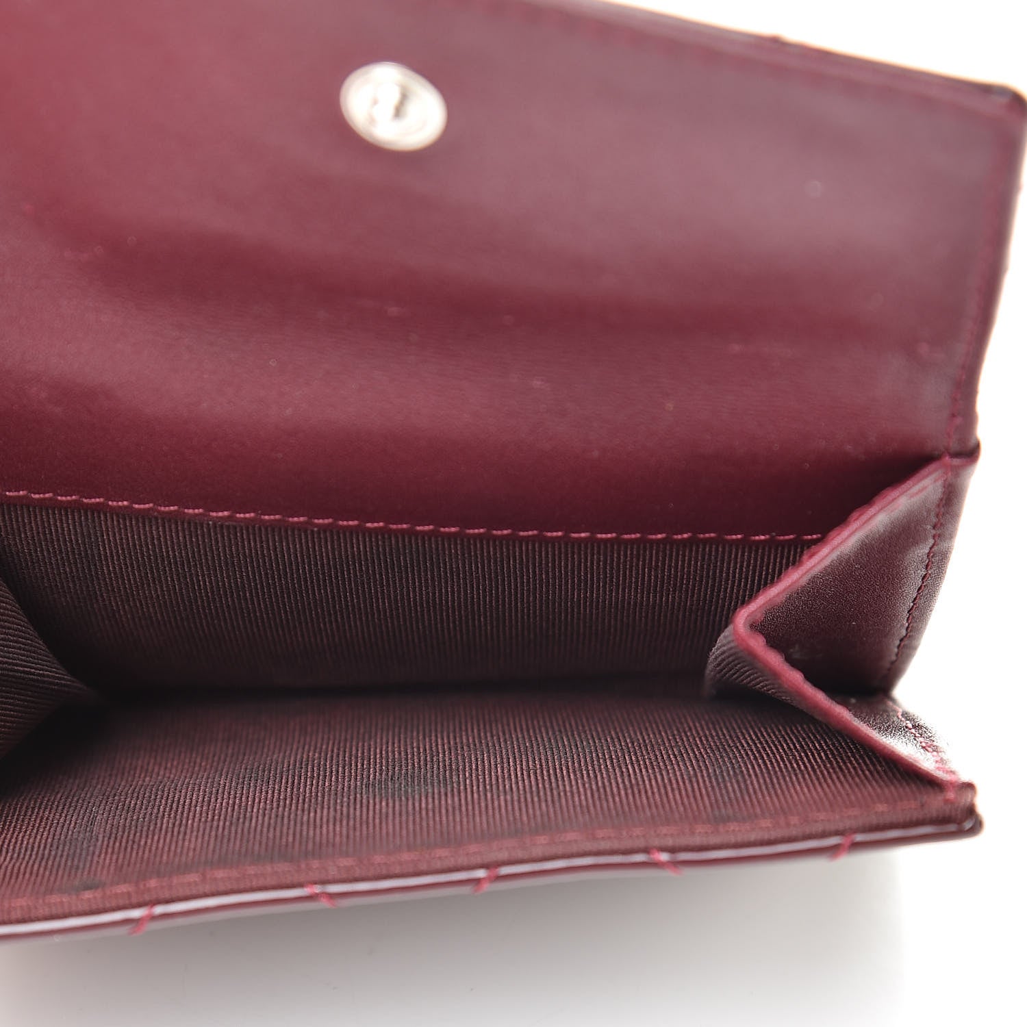 Chanel Patent Quilted Compact French Flap Wallet Dark Red 6 of 11