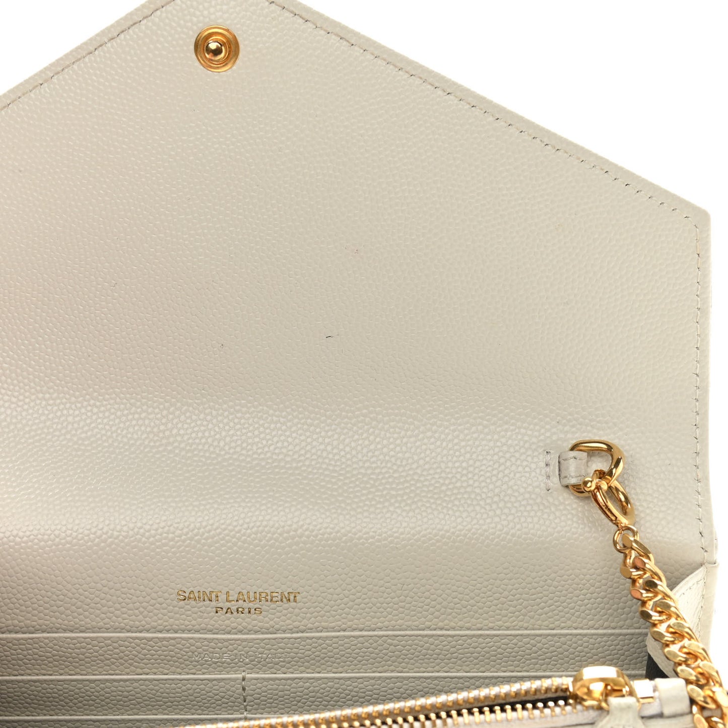 Grain De Poudre Matelasse Chevron Monogram Envelope Chain Wallet Crema Soft