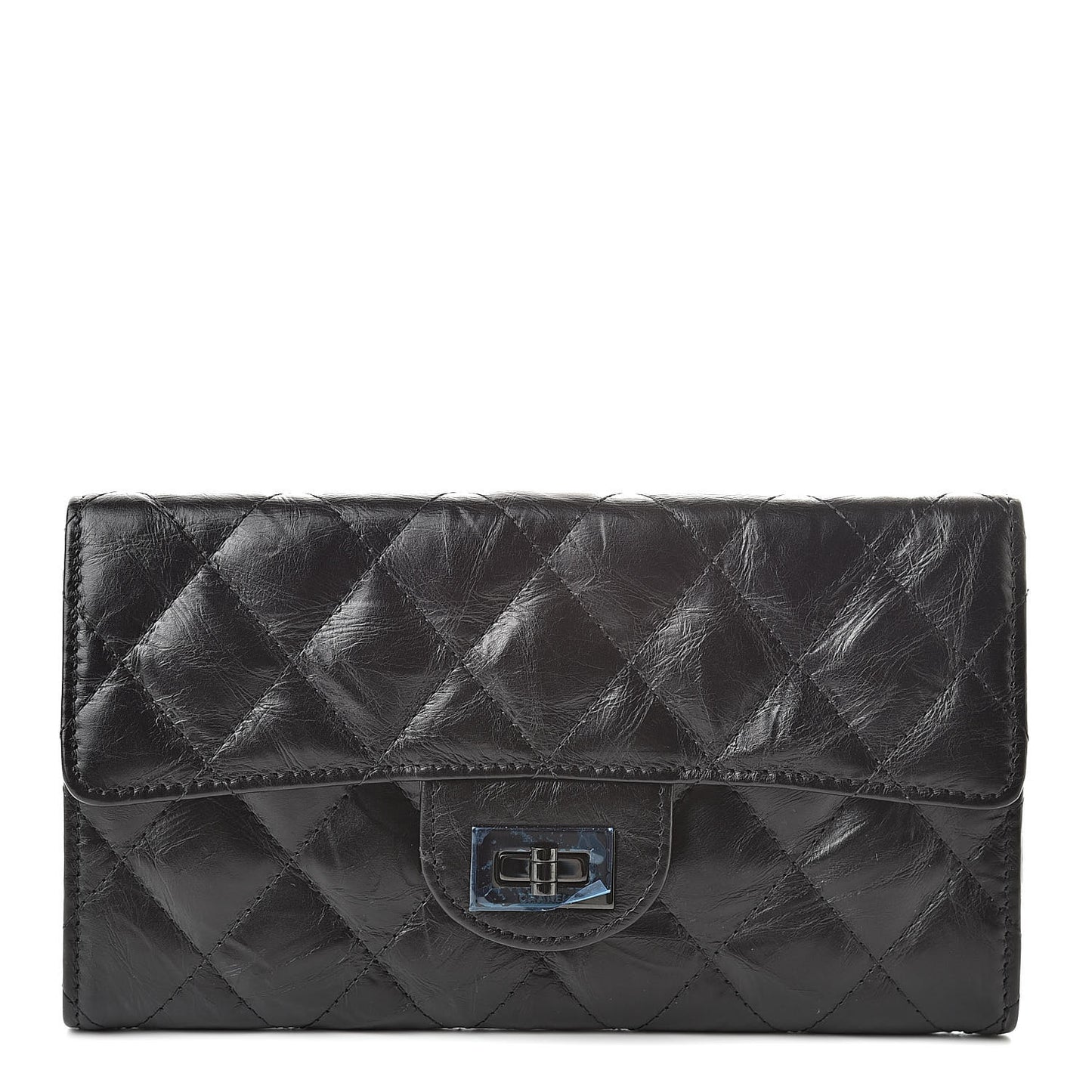 Aged Calfskin Quilted 2.55 Reissue Flap Wallet So Black