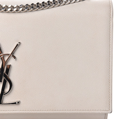 Saint Laurent Grain De Poudre Medium Classic Monogram Kate Satchel Icy White 9 of 20