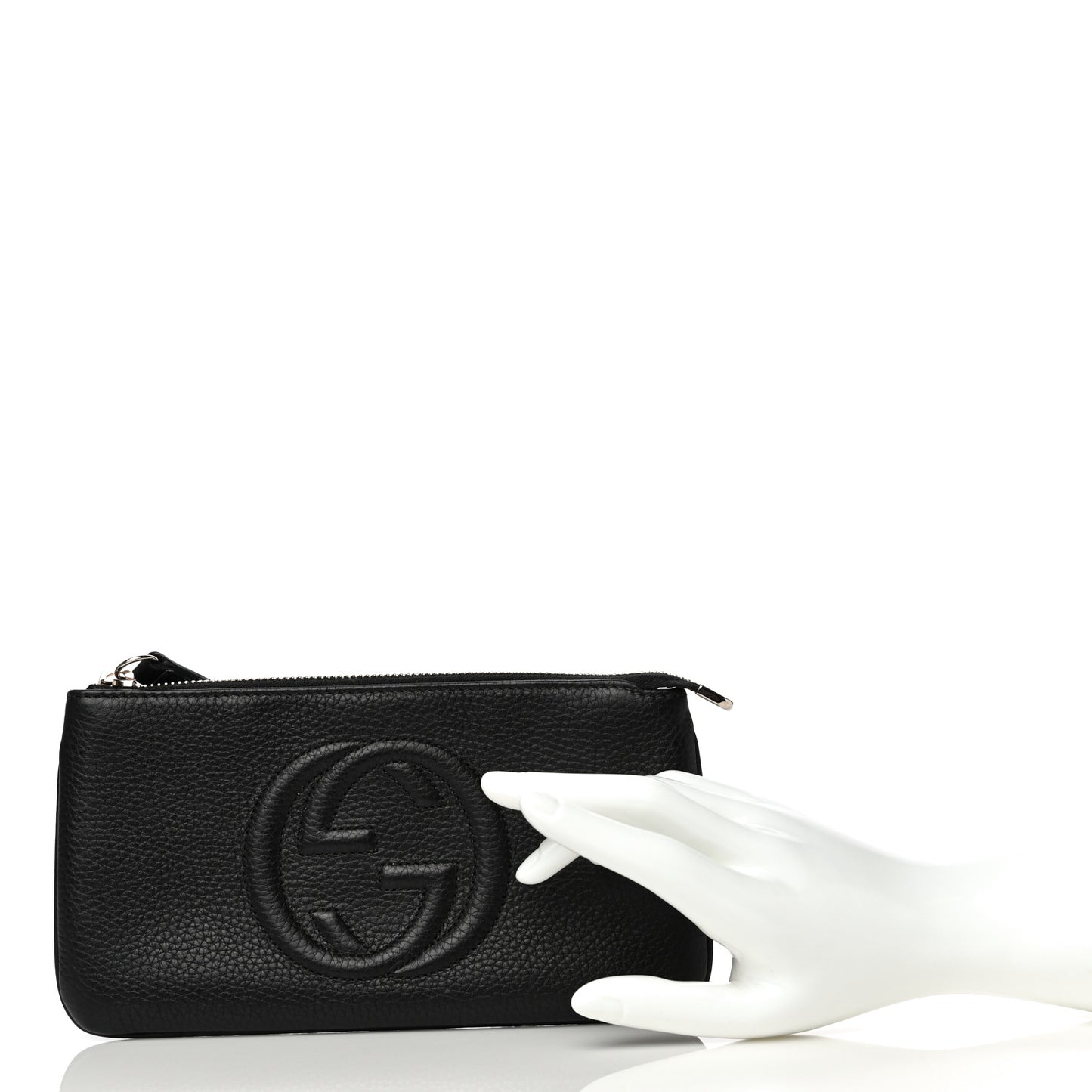 Pebbled Calfskin Soho Wristlet Black