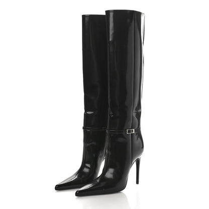 Saint Laurent Glazed Calfskin Vendome 110 Boots 36 Black 7 of 12