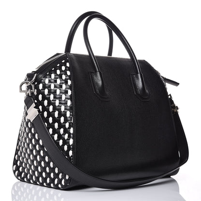 Givenchy Sugar Goatskin Woven Medium Antigona Black White 3 of 7