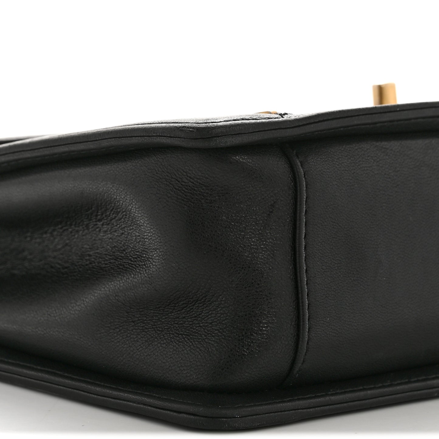 Lambskin Reversed Chevron Quilted Flap Black