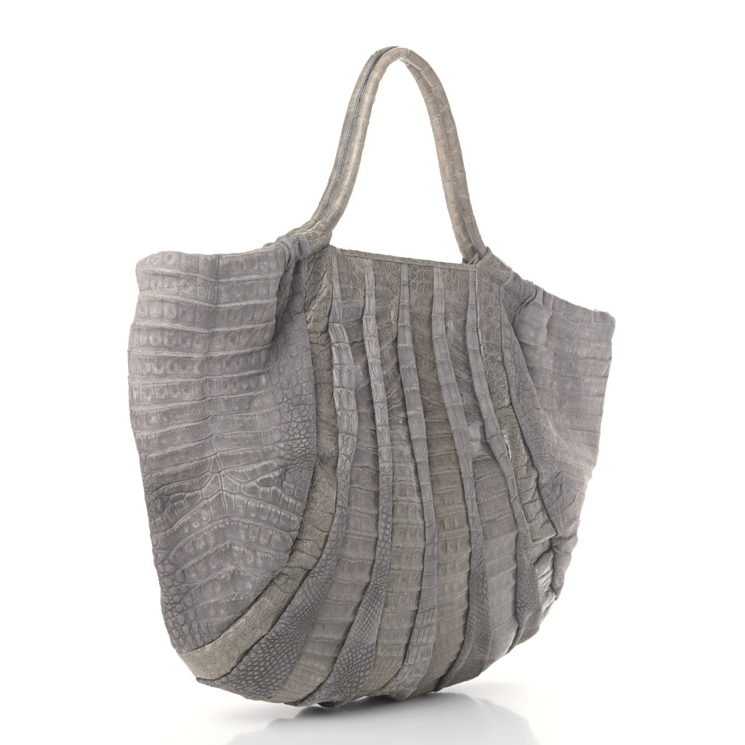 Nancy Gonzalez Crocodile Hobo Grey 2 of 5