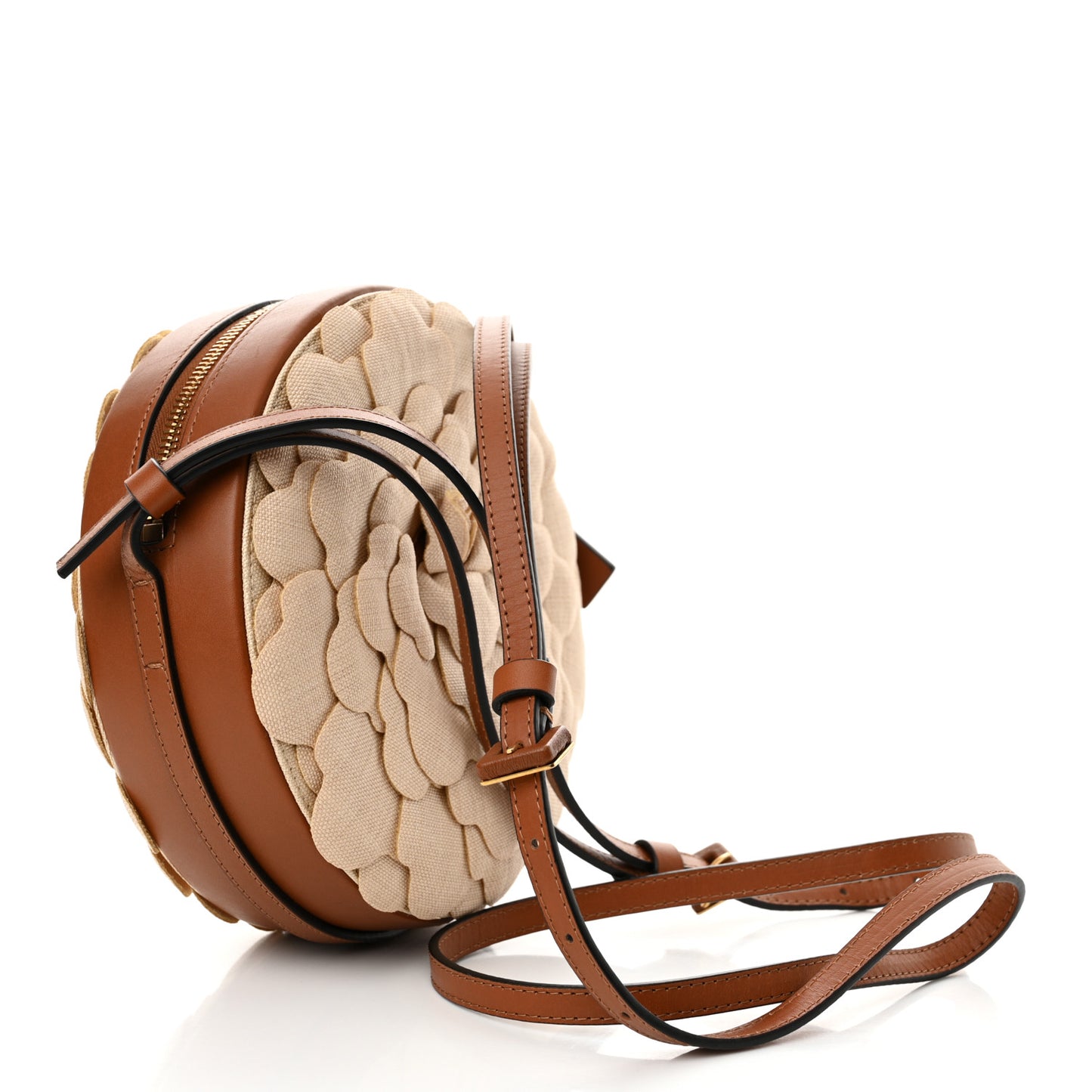 Canvas Calfskin Atelier 03 Rose Edition Round Crossbody Bag Natural