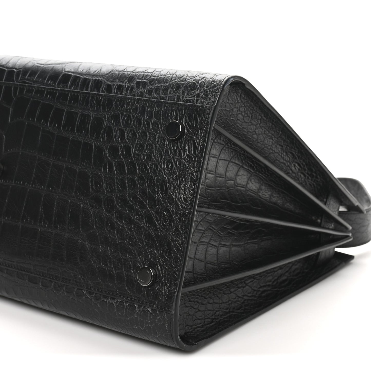 Calfskin Crocodile Embossed Large Sac De Jour Carryall Black
