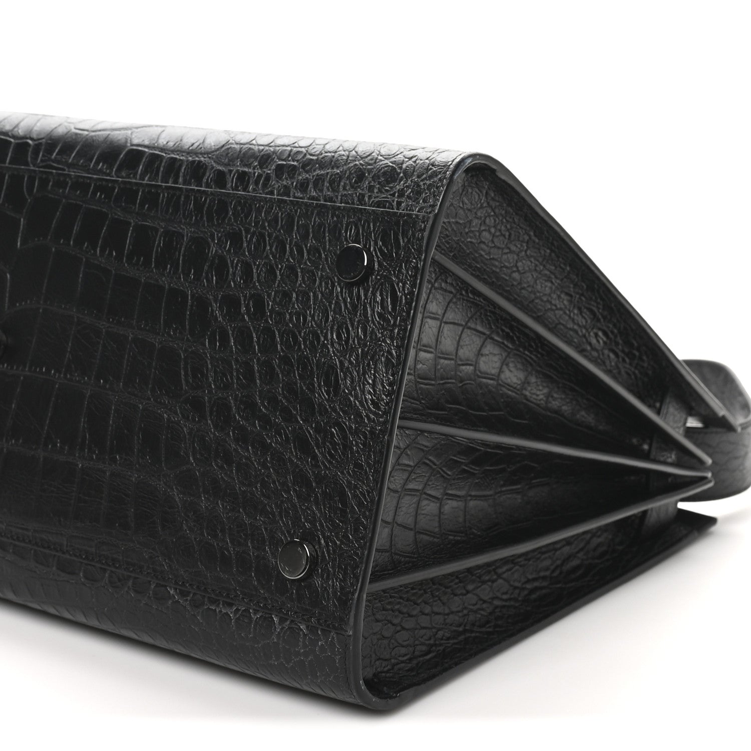 Saint Laurent Calfskin Crocodile Embossed Large Sac De Jour Carryall Black 10 of 10