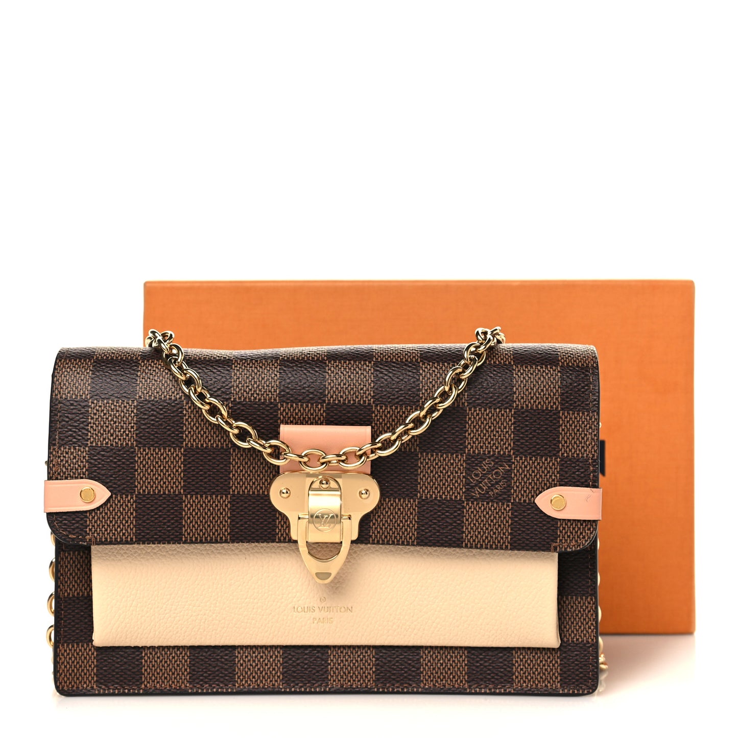 Damier Ebene Vavin Chain Wallet Creme