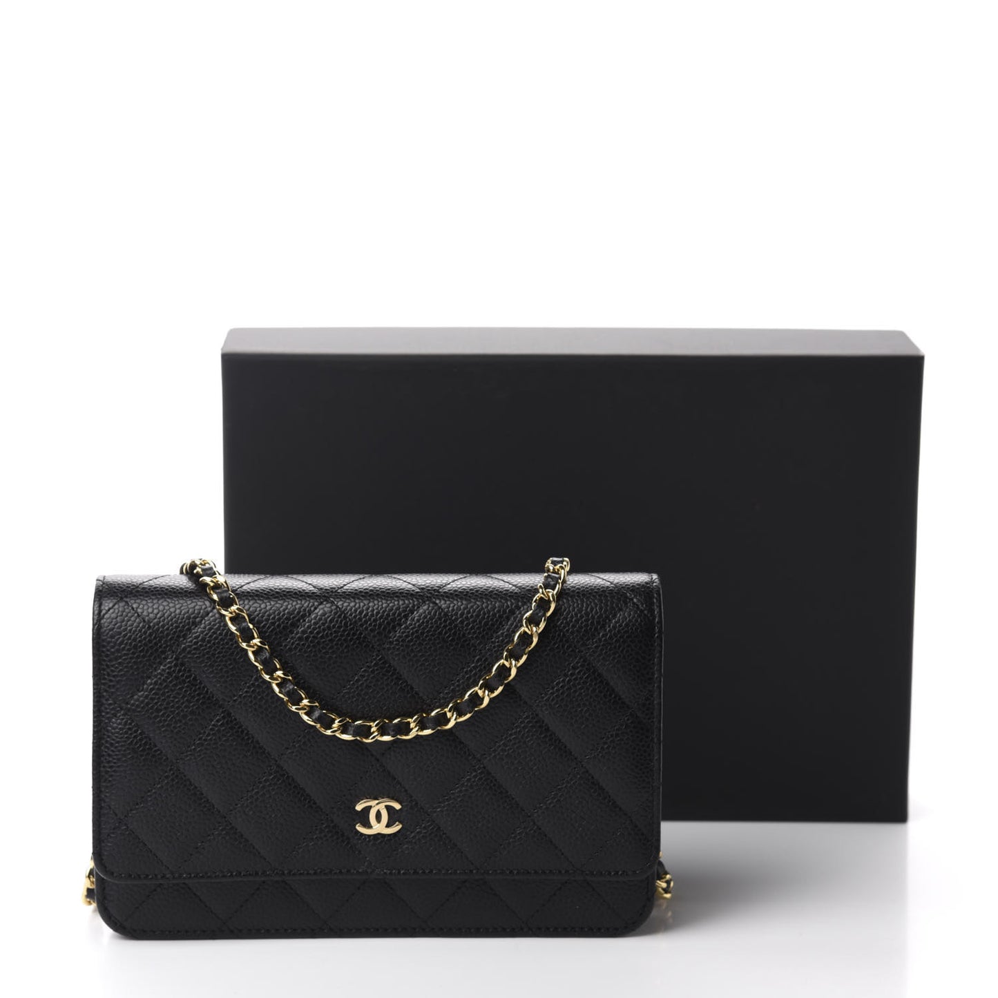Caviar Quilted Wallet On Chain WOC Black