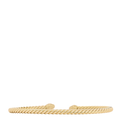 David Yurman 18K Yellow Gold Diamond 3mm Cablespira Bracelet 2 of 3