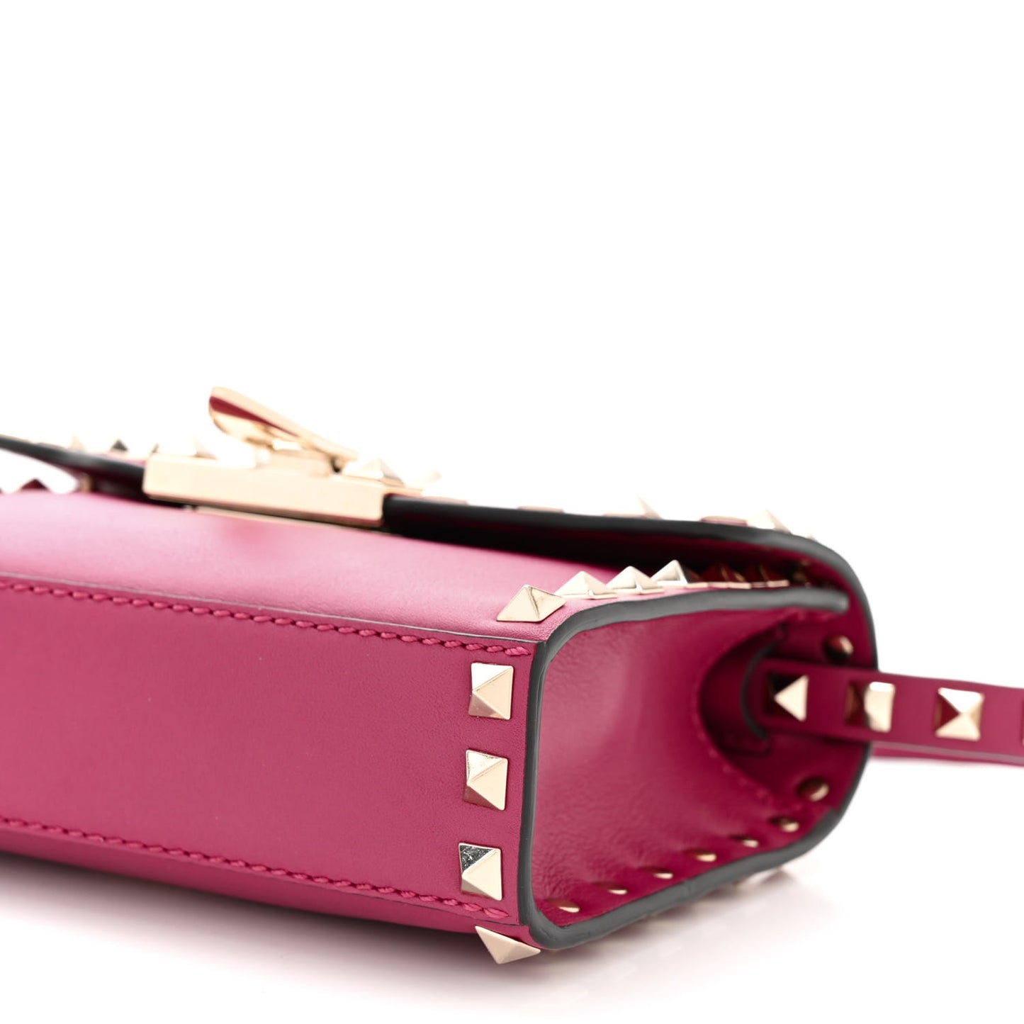 Vitello Mini Rockstud Flip Lock Crossbody Bag Deep Cyclamin