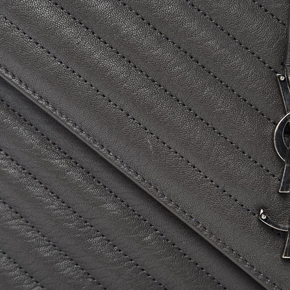 Saint Laurent Sheepskin Matelasse Chevron Monogram Large College Satchel Dark Anthracite 8 of 12
