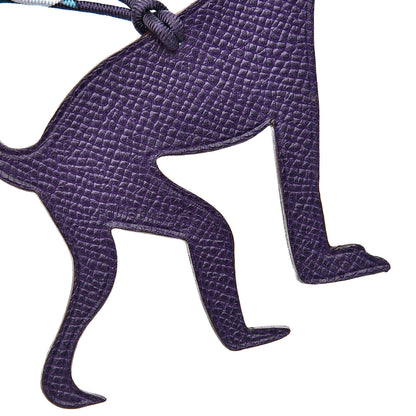 Hermes Togo Epsom Petit H Monkey Bag Charm Ultraviolet Turquoise 3 of 4