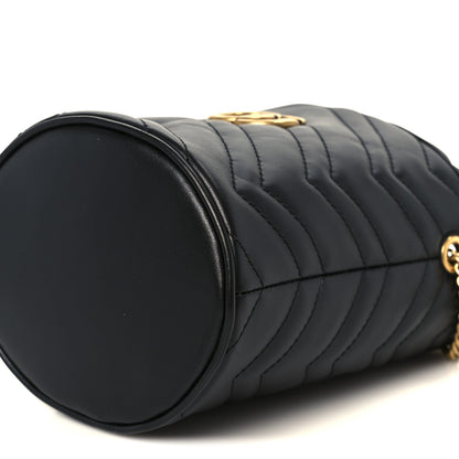 Gucci Calfskin Matelasse Mini GG Marmont 2.0 Bucket Bag Black 10 of 11