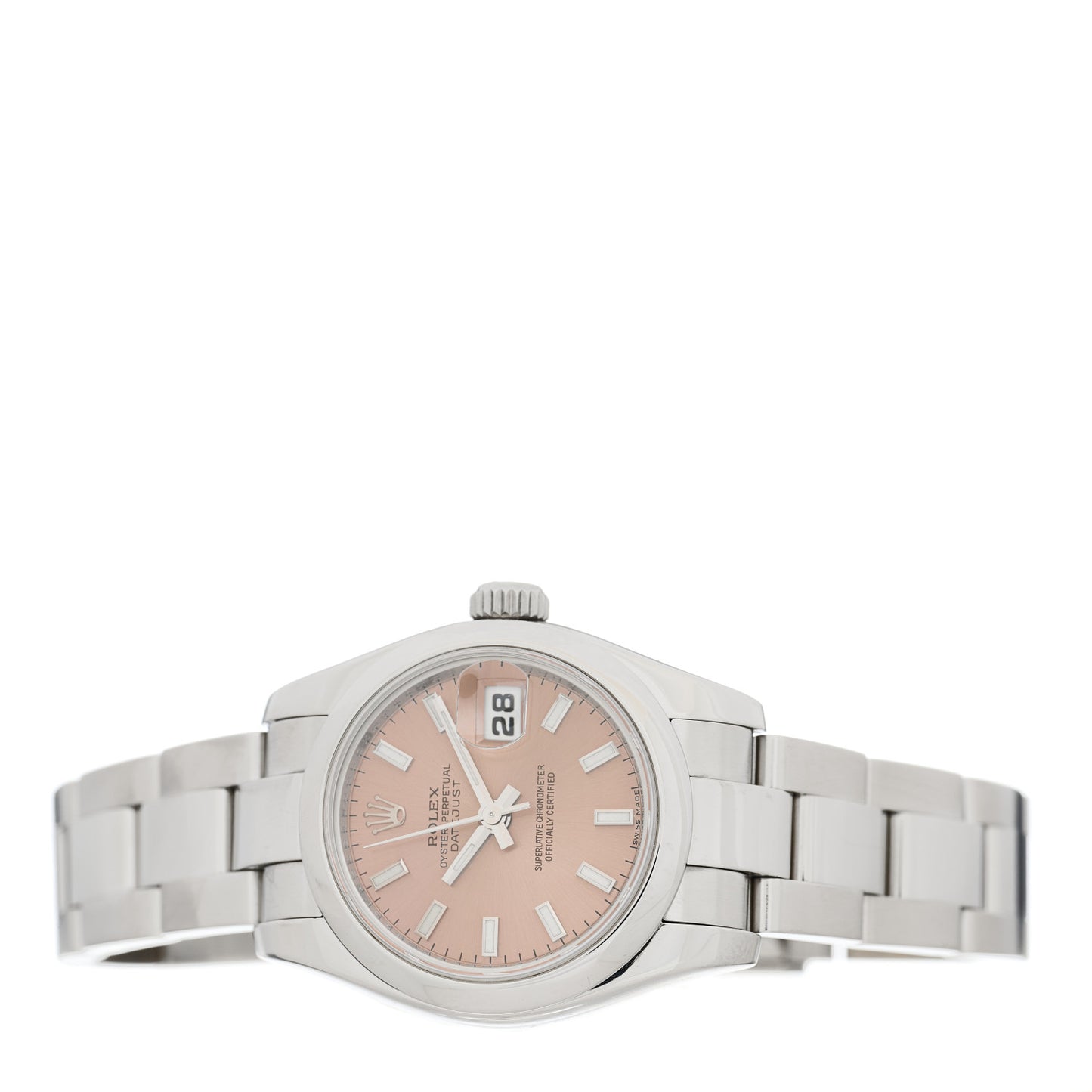 Stainless Steel 26mm Oyster Perpetual Datejust Watch Pink 179160