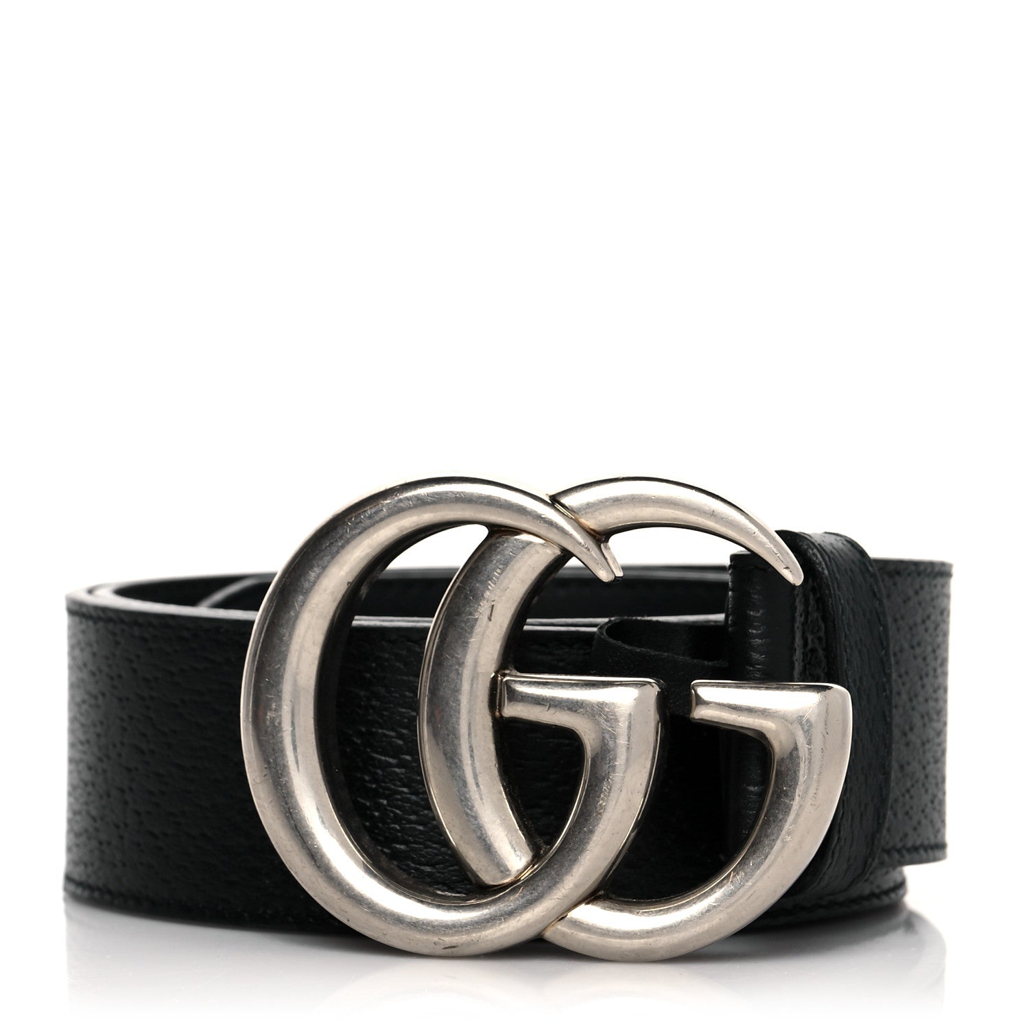 Gucci Textured Dollar Calfskin Nickel Double G 40mm Belt 70 28 Black 1 of 6