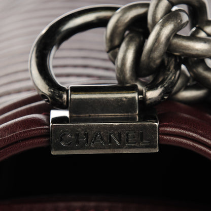 Chanel Calfskin Chevron Quilted New Medium Boy Flap Burgundy 9 of 9